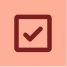 A red checkmark is centered within a red square outline on a light orange background.