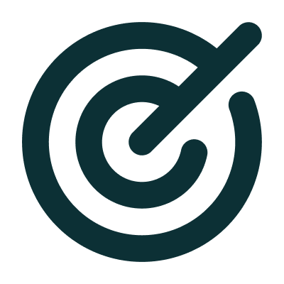 Dark green stylized target icon with an integrated checkmark.