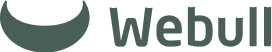 The Webull logo features a gray-green stylized crescent and the company name on a black background.