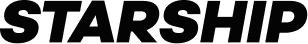 The word STARSHIP in bold, low-contrast text on a black background, representing a logo or title.