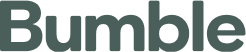 The Bumble logo featuring the word "Bumble" in dark teal against a black background.