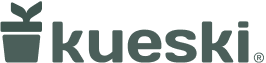 Kueski logo, featuring a plant in a pot icon followed by the word 'kueski.' in dark teal on black.