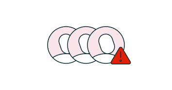 Three user icons, one with a red warning triangle.