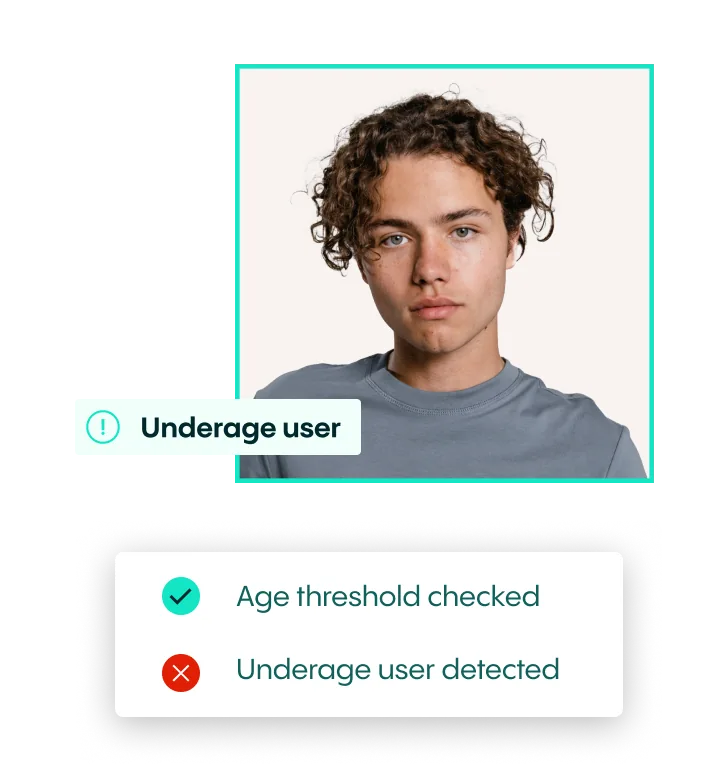 Image: Young person flagged as underage by age verification system.