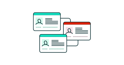 Three interconnected user profiles.