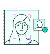 Woman's face scanned for identity verification.