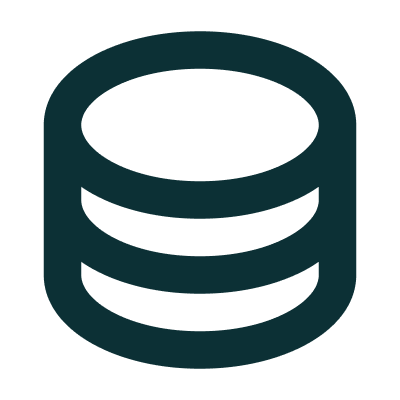 Database icon with three stacked oval layers.