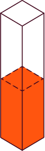 Tall rectangular container, bottom half orange.