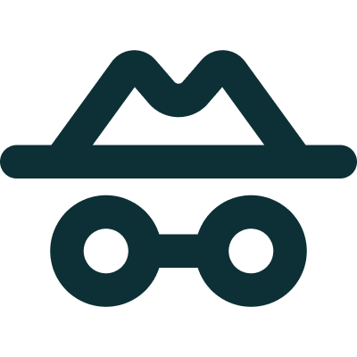 Incognito icon (hat and glasses).