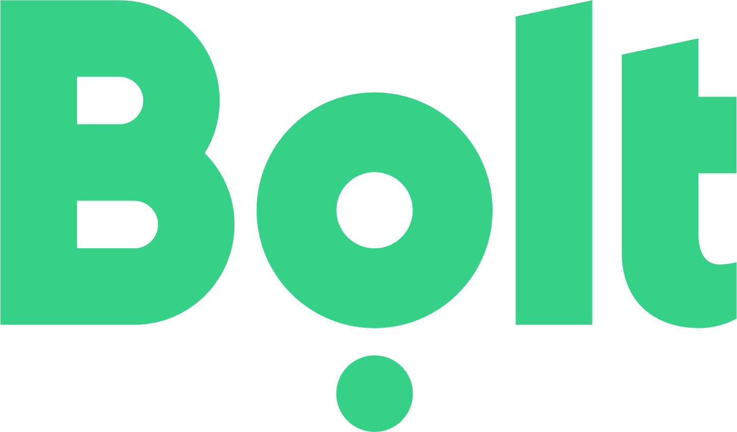 Bolt logo in green with a dot below the 'o'.