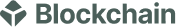 Grey 'Blockchain' logo and wordmark on a dark green background.