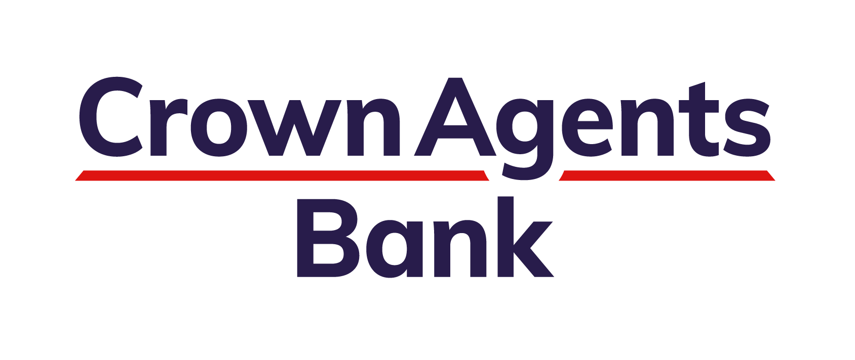 "Crown Agents Bank" logo in purple text, with "Crown Agents" above a red line and "Bank" below it.