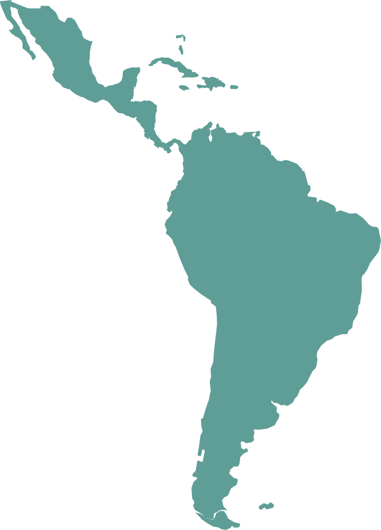 Simplified silhouette map of Latin America.