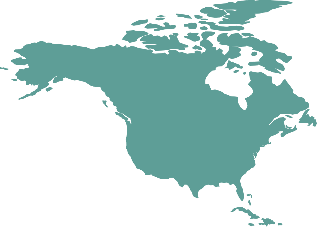 Silhouette map of North America.